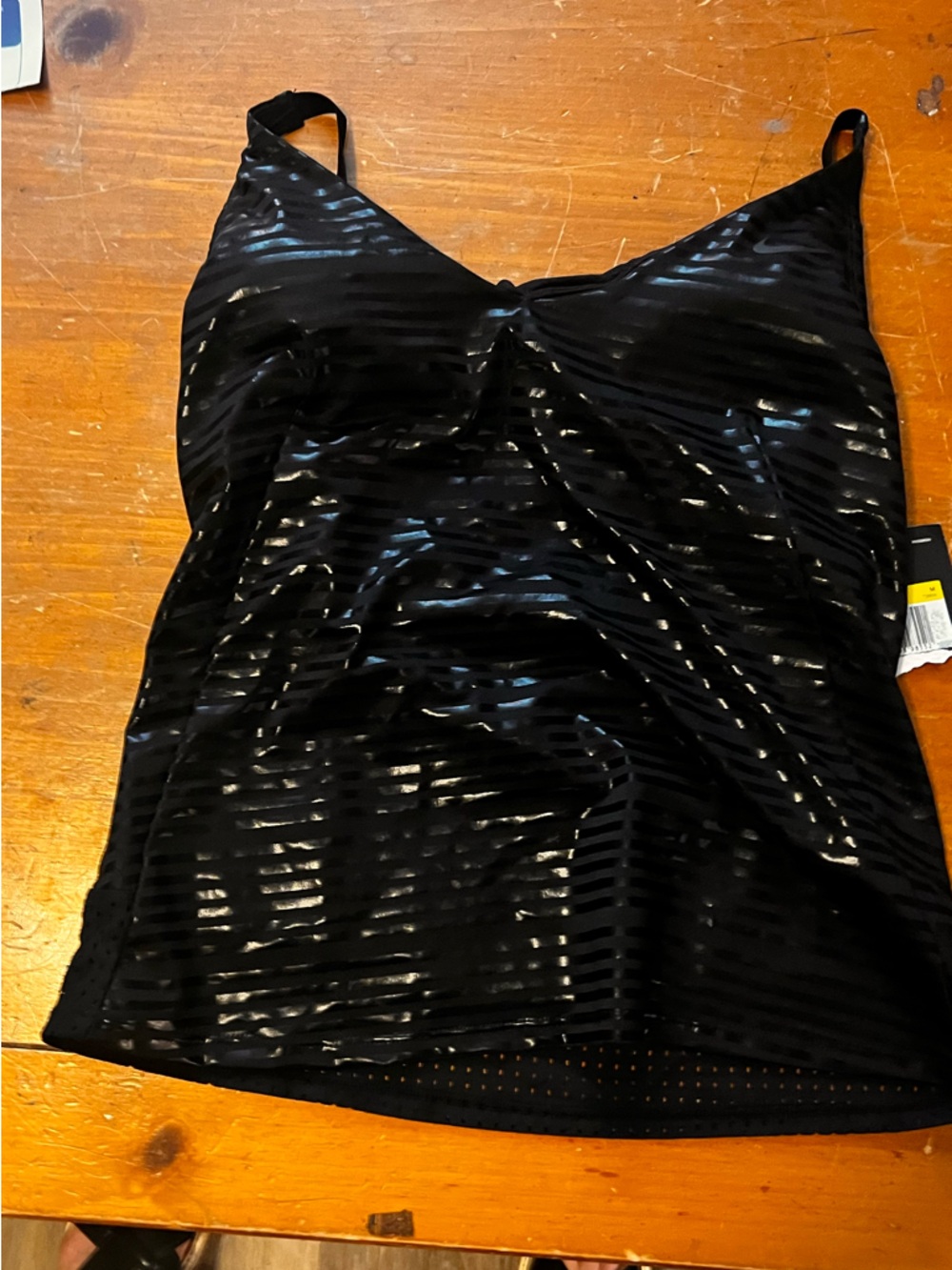 Black Striped Sheer Overlay Skirt
